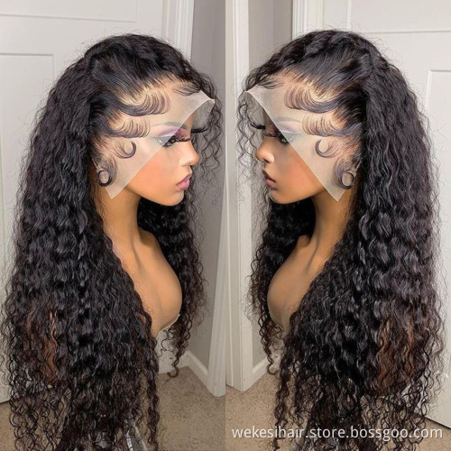 30 Inch Brazilian Virgin Hair 100 Percent Water Wave HD Lace Frontal Wig Peruvian Waterwave Wig Deep Curly Wave Human Hair Wig